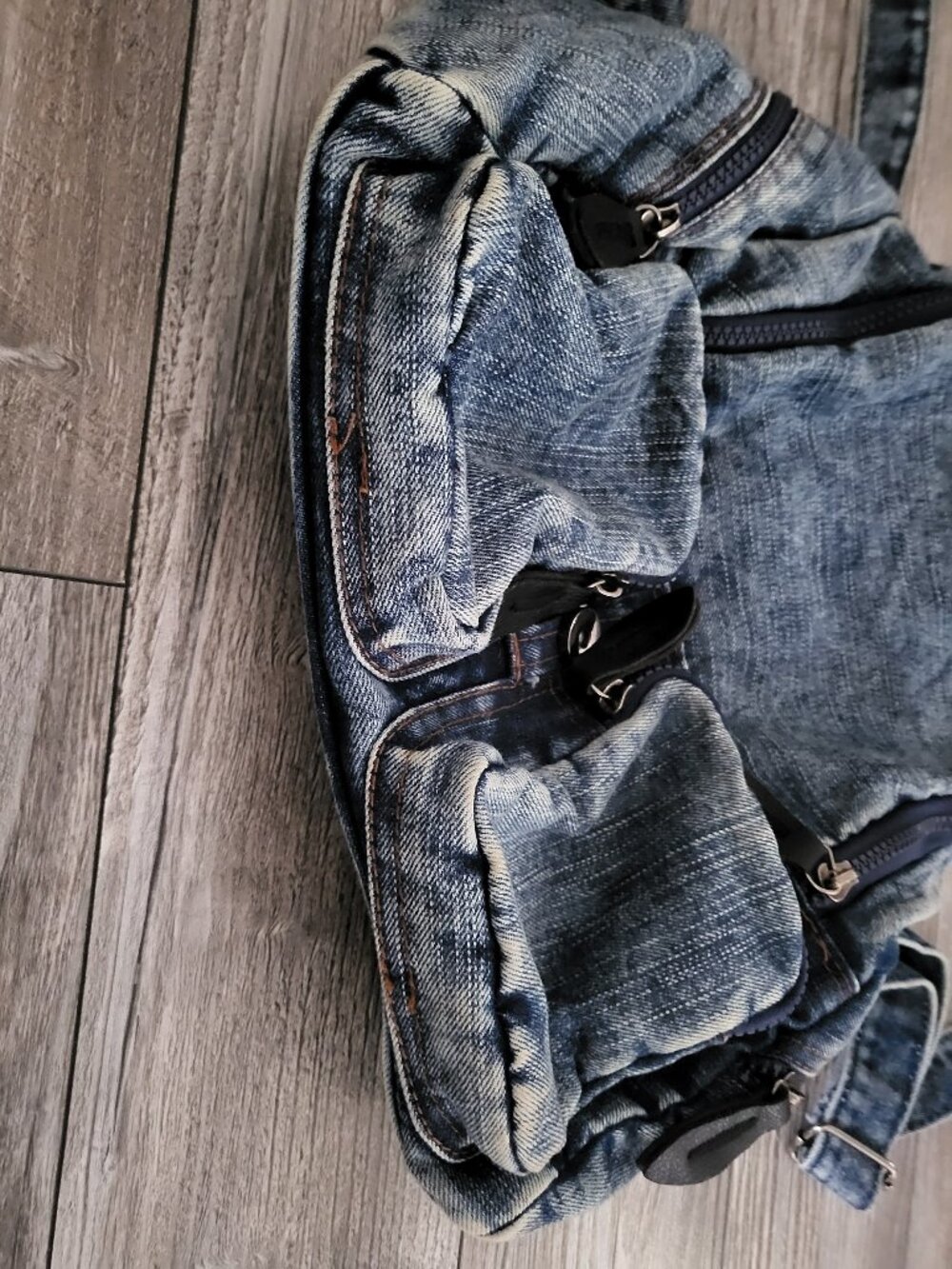 Acid Wash Denim Mini Backpack Rucksack - Picture 5 of 16